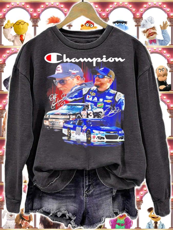 Champion Dale Earnhardt Dale Jr signatures t-shirt sweatshirt