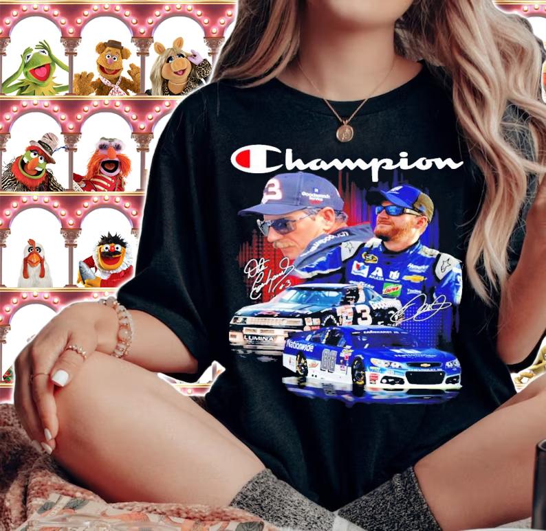 Champion Dale Earnhardt Dale Jr signatures t-shirt woman shirt