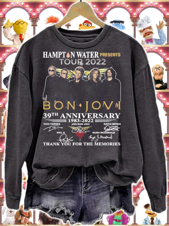 Hampton Water Presents Tour 2022 Bon Jovi 39th Anniversary 193-2022 Signatures Thank You For The Memories T-Shirt sweatshirt