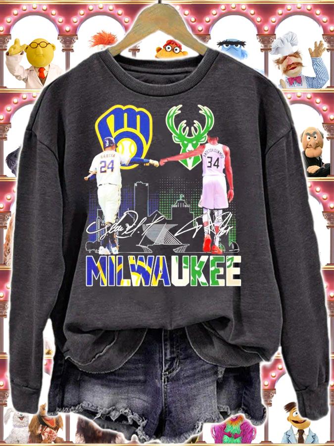 Milwaukee Avisail Garcia vs Giannis Antetokounmpo signature t-shirt sweatshirt