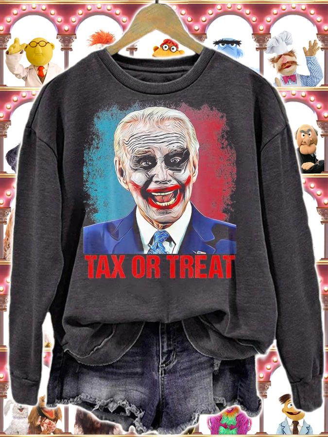 Tax Or Treat Scary Clown Funny Anti Biden Halloween T-Shirt