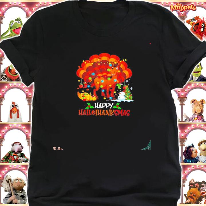 Turkey horse Happy Hallothanksmas Merry Christmas shirt t-shirt shirt