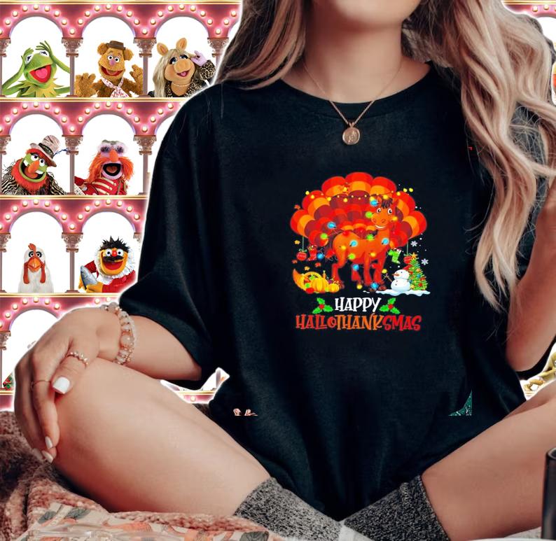 Turkey horse Happy Hallothanksmas Merry Christmas shirt t-shirt woman shirt