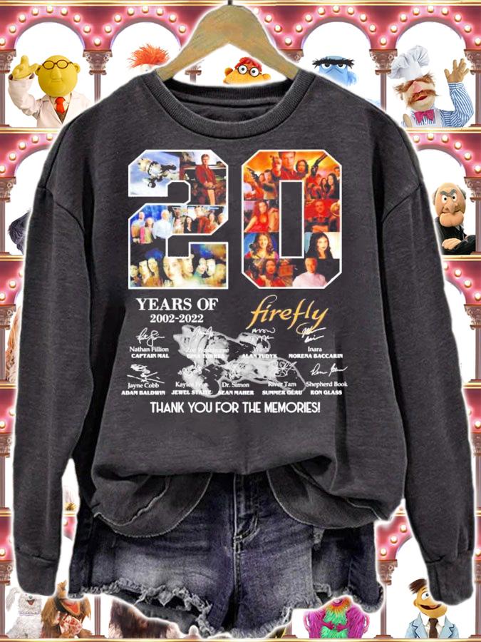 20 Years 2002-2022 Firefly Signature Thank You For The Memories Shirt
