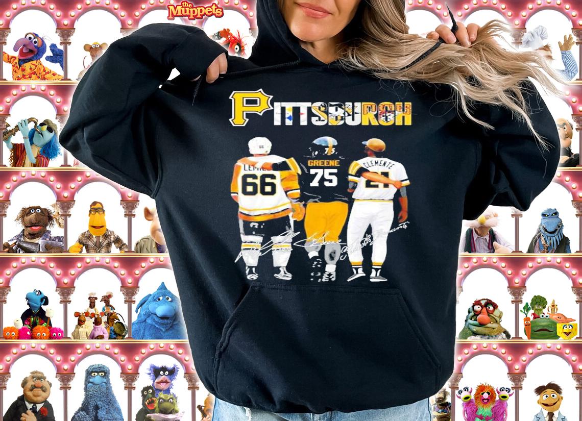 Pittsburgh Mario Lemieux Joe Greene and Roberto Clemente signatures shirt hoodie