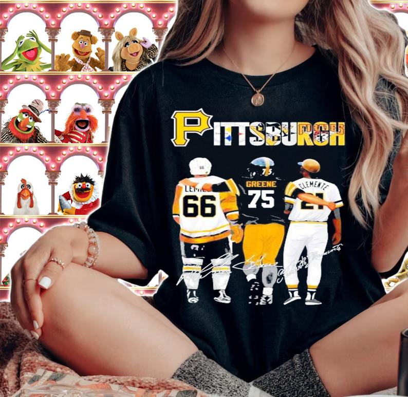 Pittsburgh Mario Lemieux Joe Greene and Roberto Clemente signatures shirt woman shirt