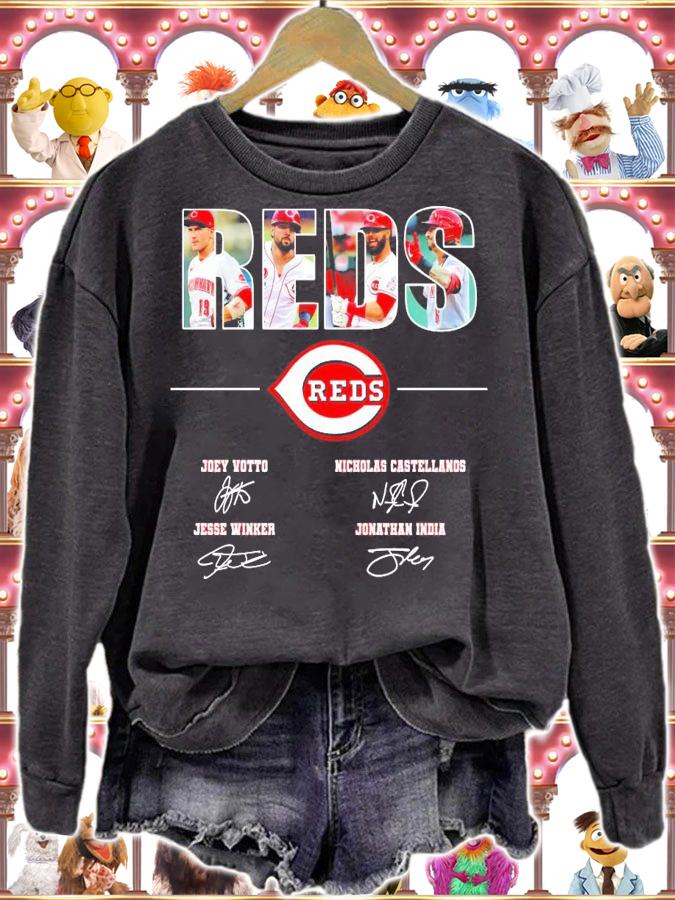 Cincinnati Reds logo signatures shirt sweatshirt