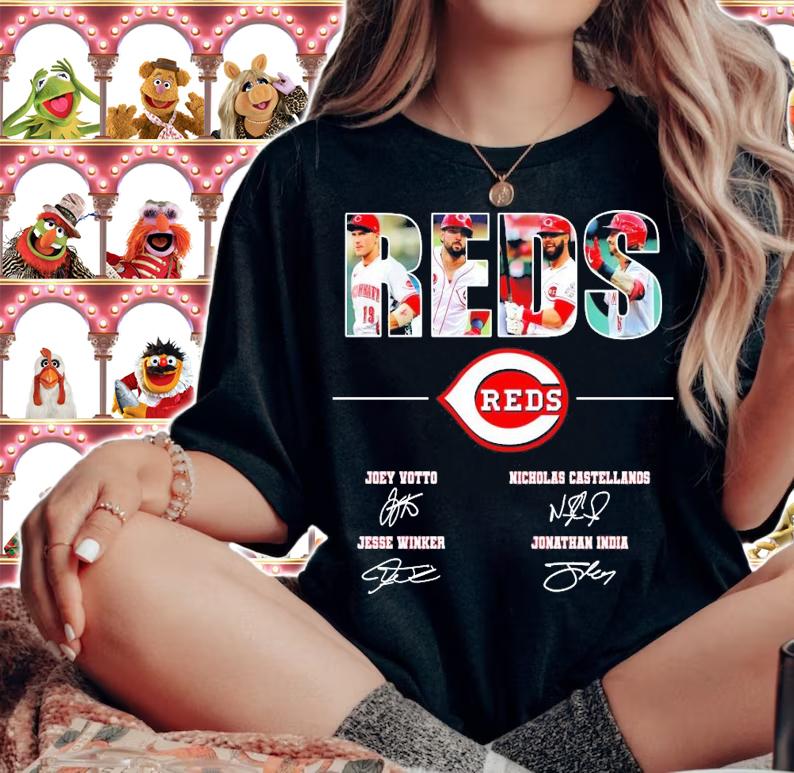 Cincinnati Reds logo signatures shirt woman shirt