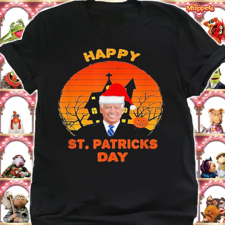 Funny Anti Joe Biden Happy St. Patrick Pumpkin Head Halloween T-Shirt shirt