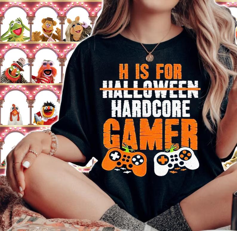 H is for Halloween hardcore gamer T-shirts, hoodie and sweatshirt woman shirt