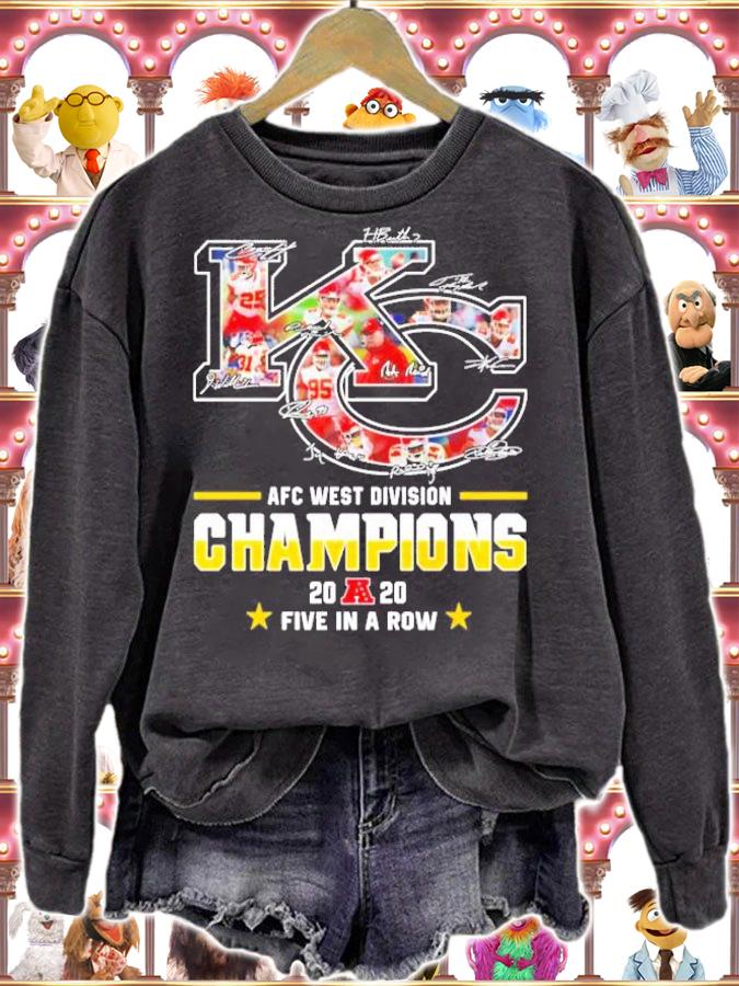 Kansas City Chiefs AFC West Division Champions 2020 five in a row shirt