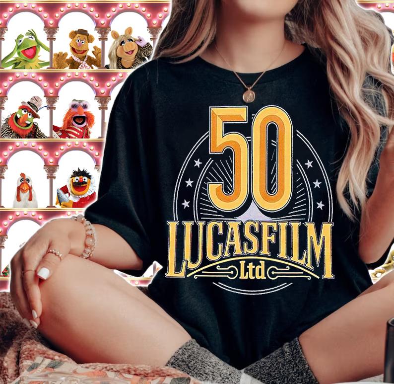 Our Universe Lucasfilm 50th Anniversary logo T-shirt woman shirt