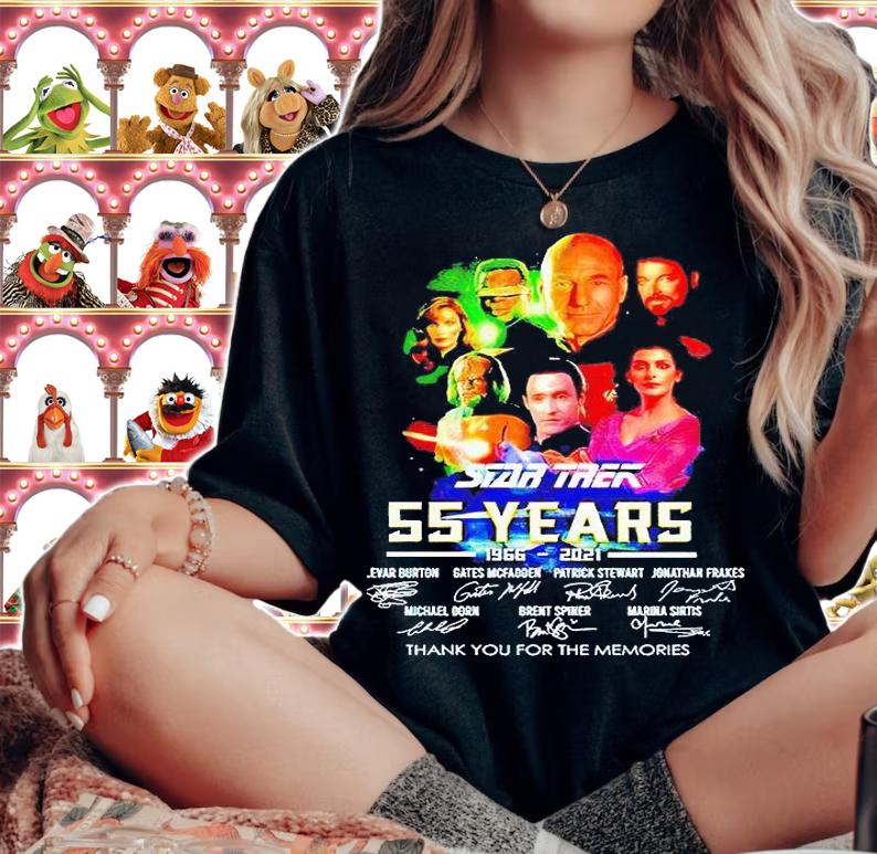 Star Trek 55 years 1966-2021 thank You for the memories signatures T-shirt woman shirt