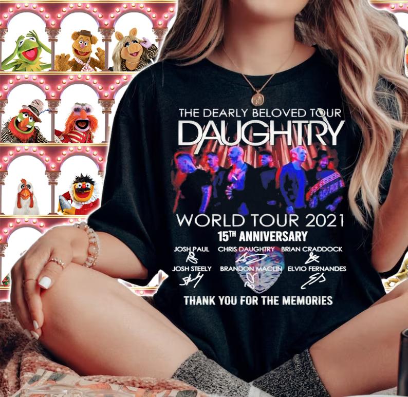 The dearly beloved tour Daughtry world tour 2021 15th anniversary signatures shirt woman shirt