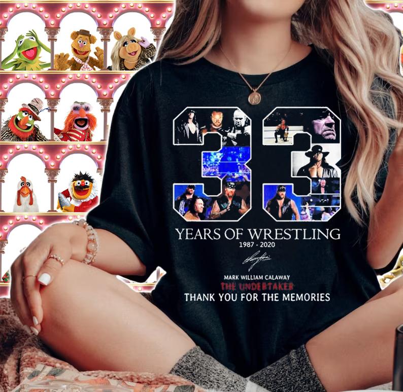 33 Years Wrestling 1987 2020 Mark William Calaway Undertaker Thank Memories t-shirt woman shirt
