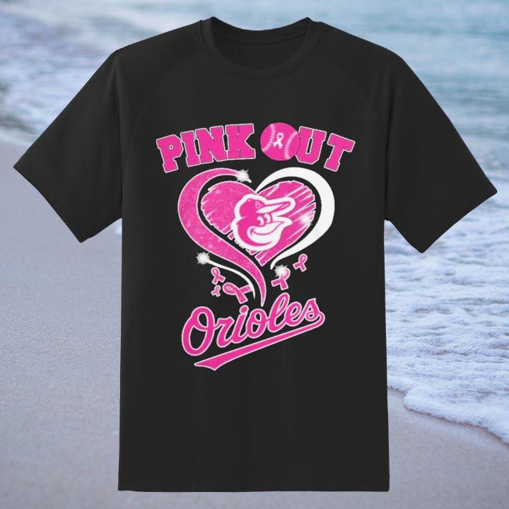 Baltimore Orioles Pink Out Breast Cancer Awareness Ribbon T-Shirt