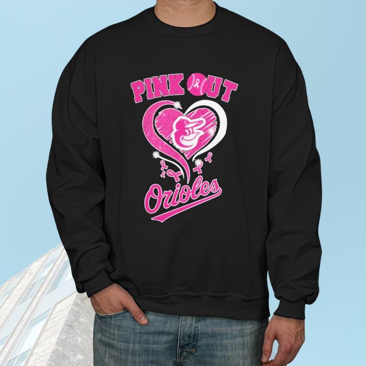 Baltimore Orioles Pink Out Breast Cancer Awareness Ribbon T-Shirt sweatshirt