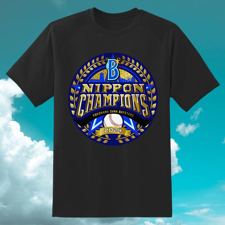 Yokohama Dena Baystars Nippon Champions 2024 Logo Baseball T-Shirt