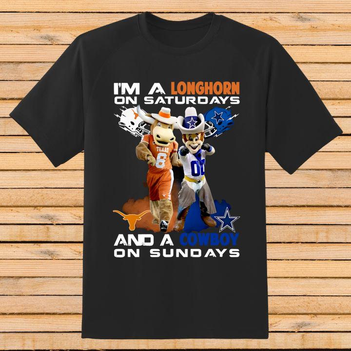 Official Bevo Im A Texas Longhorns On Saturdays And Rowdy A Dallas Cowboys On Sundays Shirt
