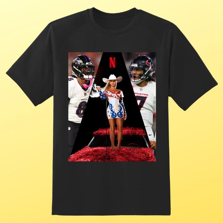 Beyoncé Halftime Show Ravens vs Texans Christmas Shirt - Lamar Jackson, C. J. Stroud