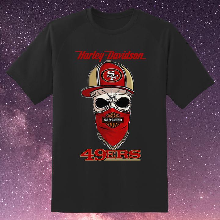 Premium Skull Harley Davidson Mask San Francisco 49ers T-Shirt
