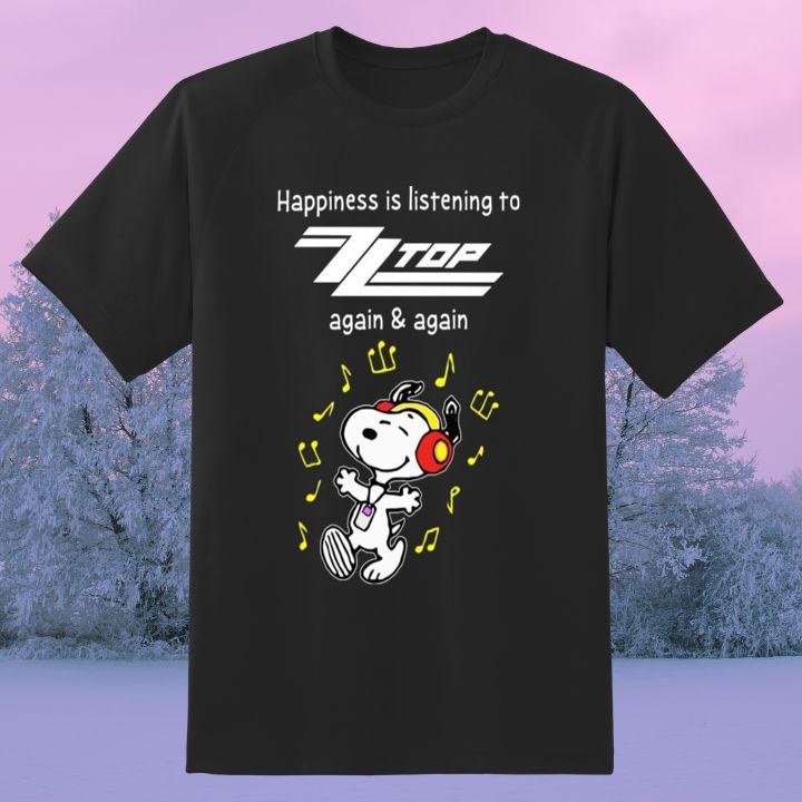 Great Snoopy Happiness Is Listening To Zz Top Rock Band T-Shirt