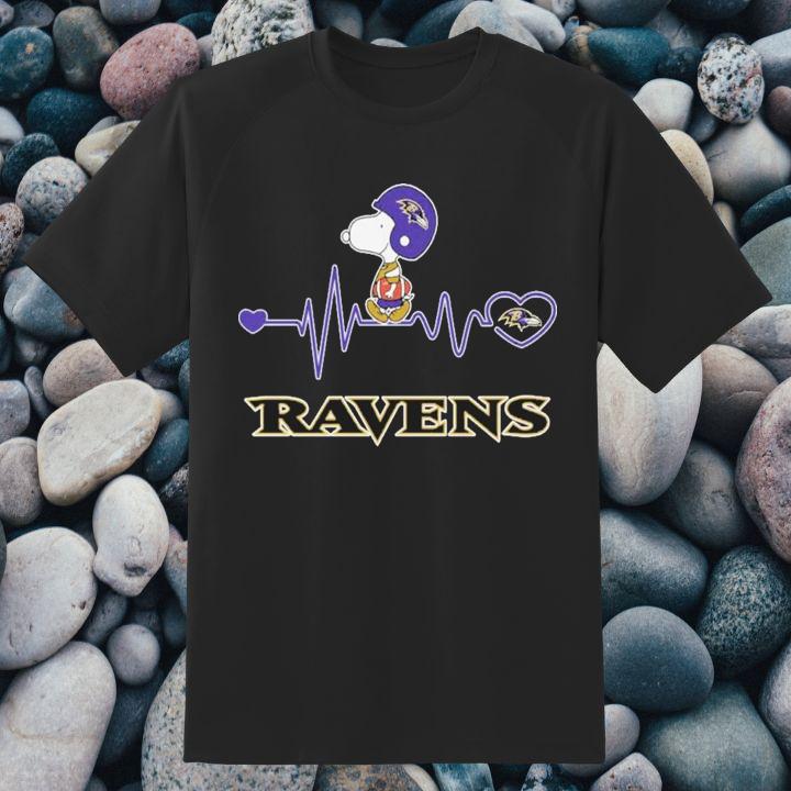 Personalized Snoopy Baltimore Ravens Football Heartbeat T-Shirt