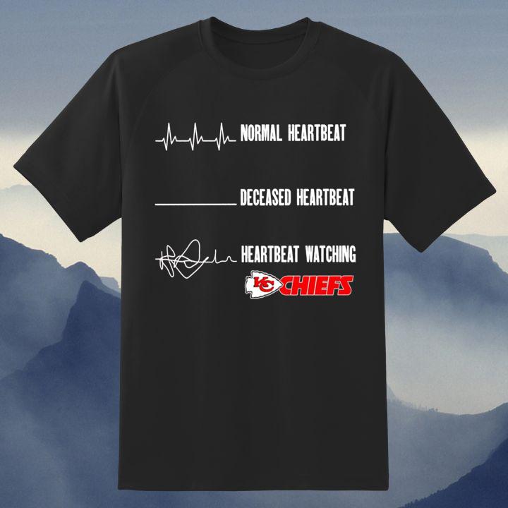 Funny Normal Heartbeat Deceased Heartbeat Watching Kansas City Chiefs Logo Shirt