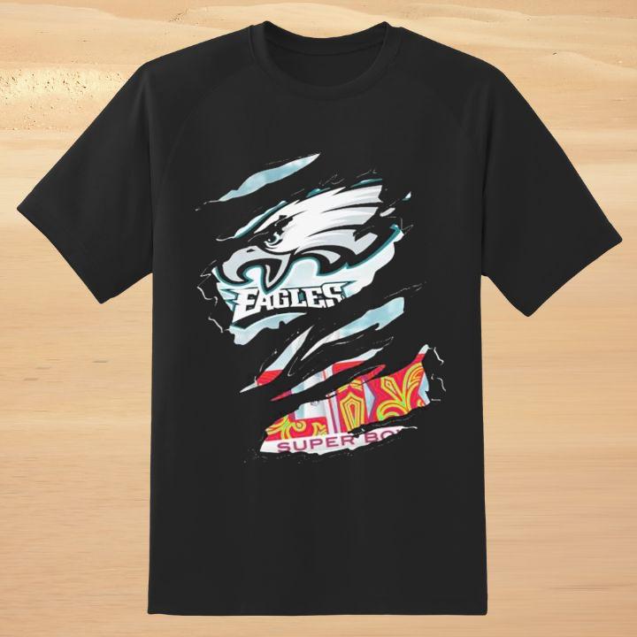 Philadelphia Eagles Logo Super Bowl Lix 2025 Torn Scratch Shirt