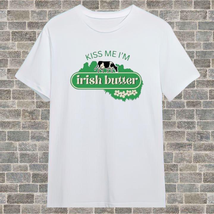 St. Patricks Day Kiss Me Im Irish Butter Cow Funny Lucky T-Shirt