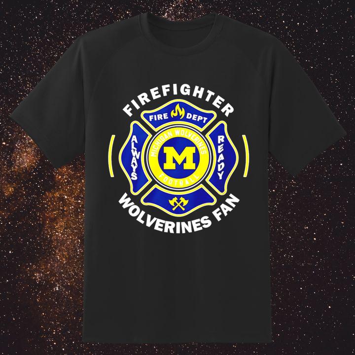 Fire Dept Michigan Wolverines Logo Football Firefighter T-Shirt