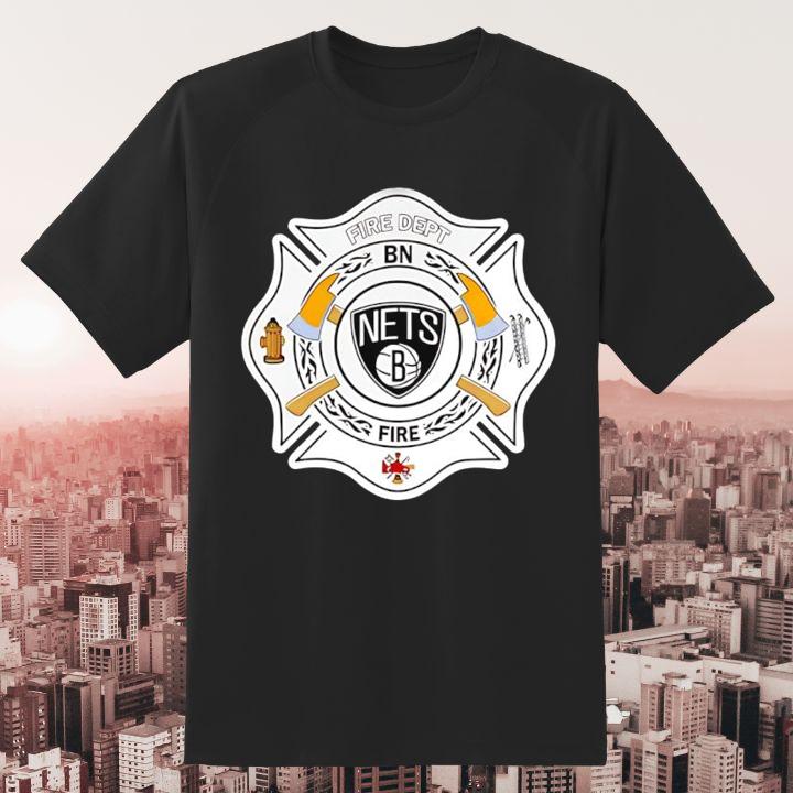 Fire Dept Brooklyn Nets Logo Basketball Firefighter T-Shirt