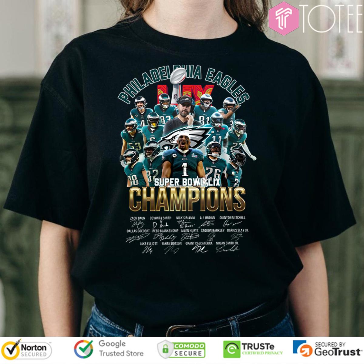 Philadelphia Eagles Super Bowl LIX Champions Signatures T-Shirt