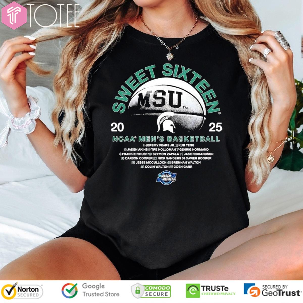 Michigan State Spartans Sweet Sixteen 2025 NCAA Men's Basketball Championship Shirt