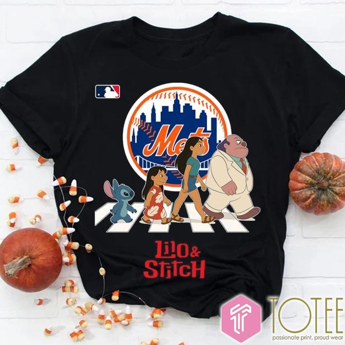Lilo And Stitch Abbey Road New York Mets Baseball T-shirt